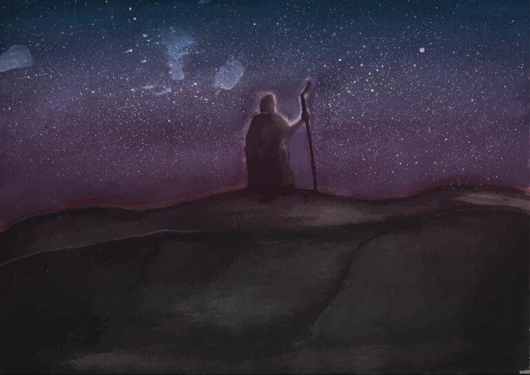 abraao olhando para as estrelas a noite