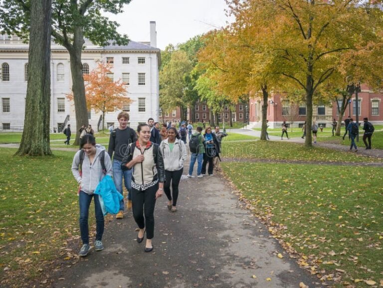 alunos estudando em harvard campus iconico