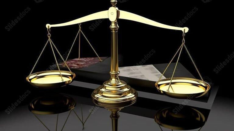 balanca da justica com moedas ao fundo