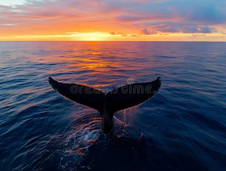 baleia emergindo das aguas sob o sol