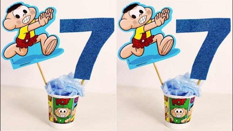 centro de mesa colorido da turma da monica