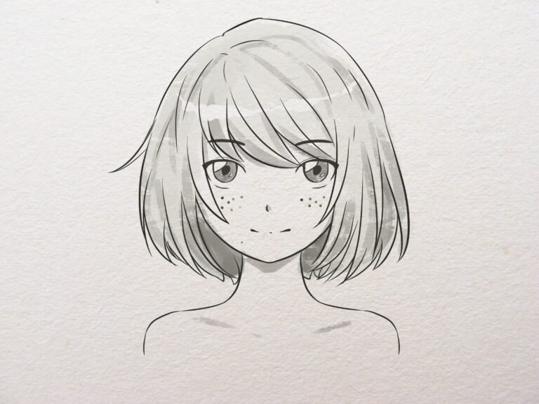 desenho de personagem de anime em processo
