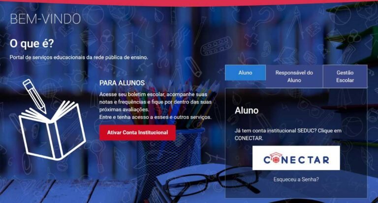 estudante acessando portal educacional online