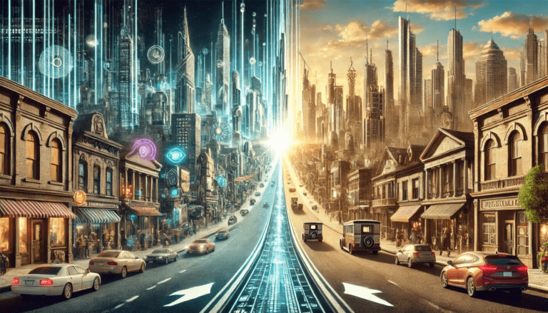 futurista observando o trabalho do passado