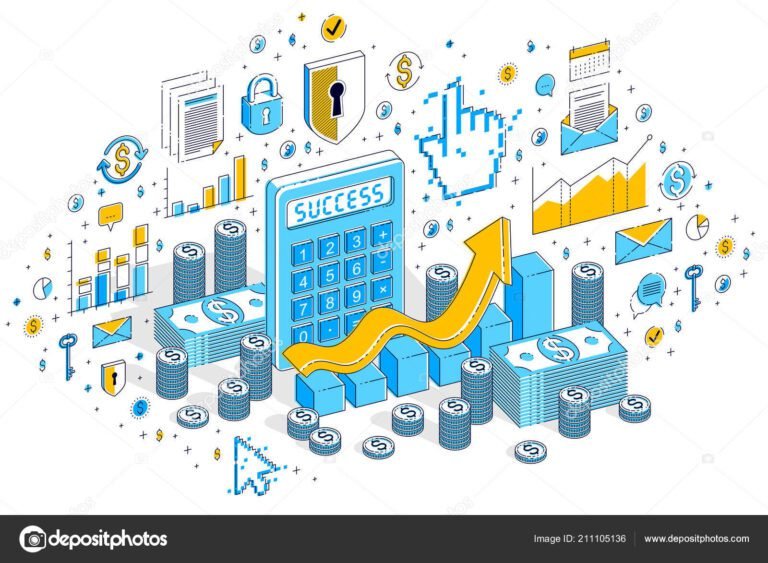 grafico de crescimento com moedas e calculadora