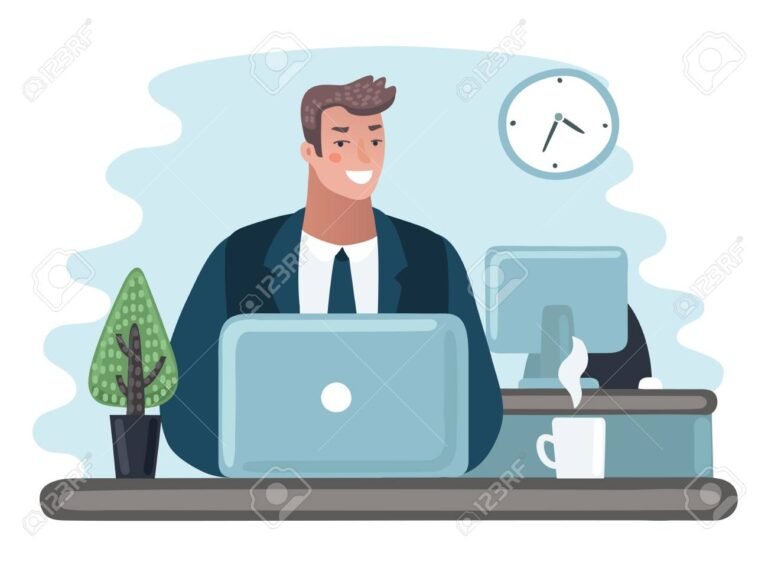 ilustracao de um empreendedor trabalhando em casa