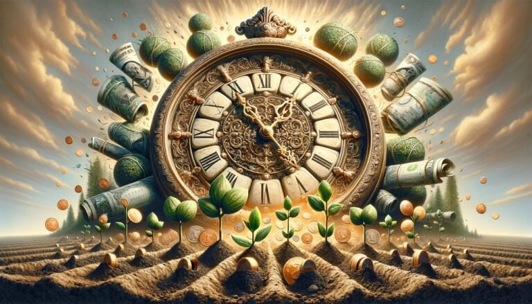 ilustracao de um relogio e moedas digitais
