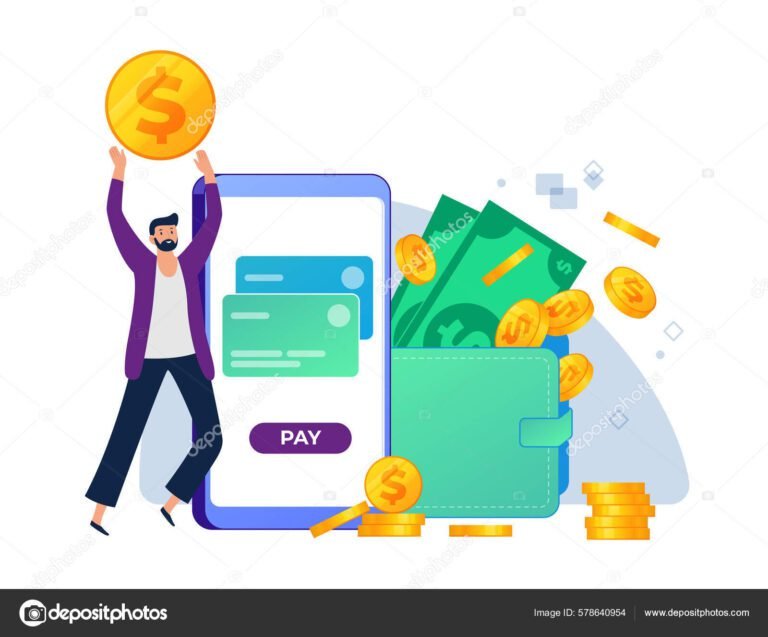 ilustracao de uma transacao financeira digital