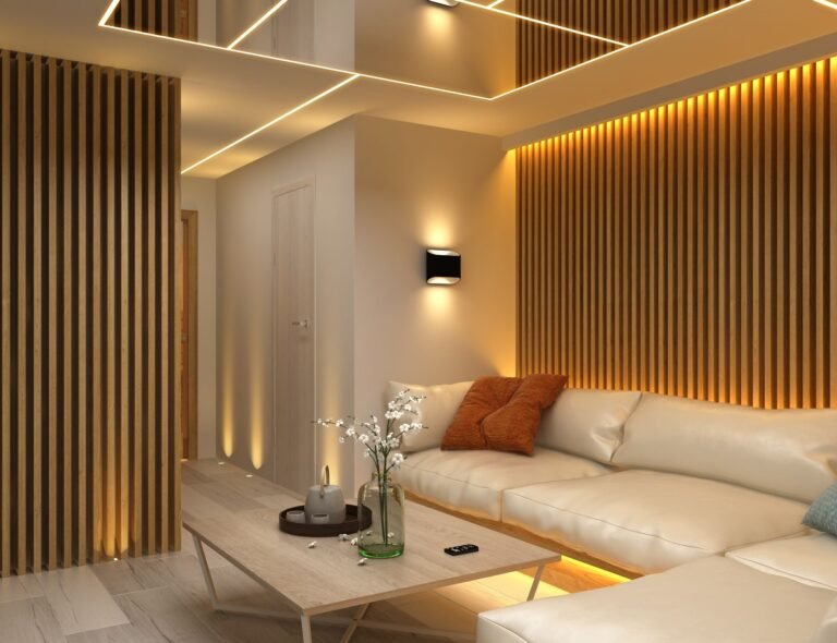 lampadas led acesas em uma casa aconchegante