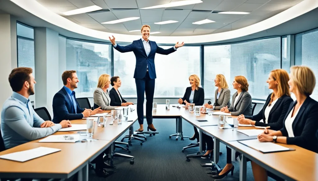 Como Um Líder Deve Agir Para Inspirar e Motivar Sua Equipe 1 lider inspirando equipe com entusiasmo