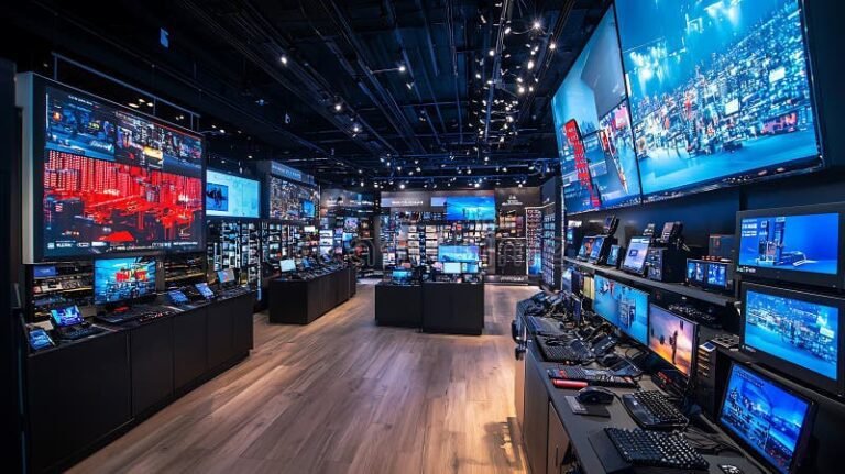 lojas de informatica vibrantes e modernas