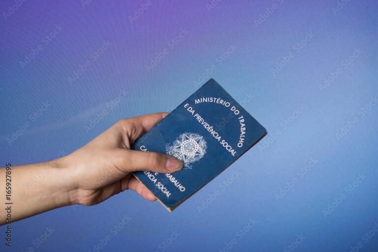 mao segurando uma carteira de trabalho