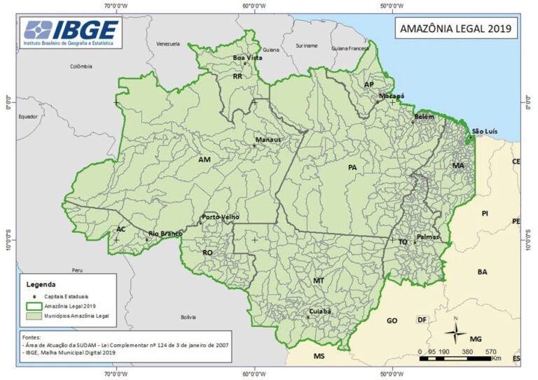 mapa da amazonia legal e seus limites