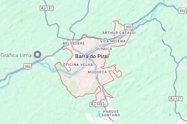 mapa destacando barra do pirai e volta redonda