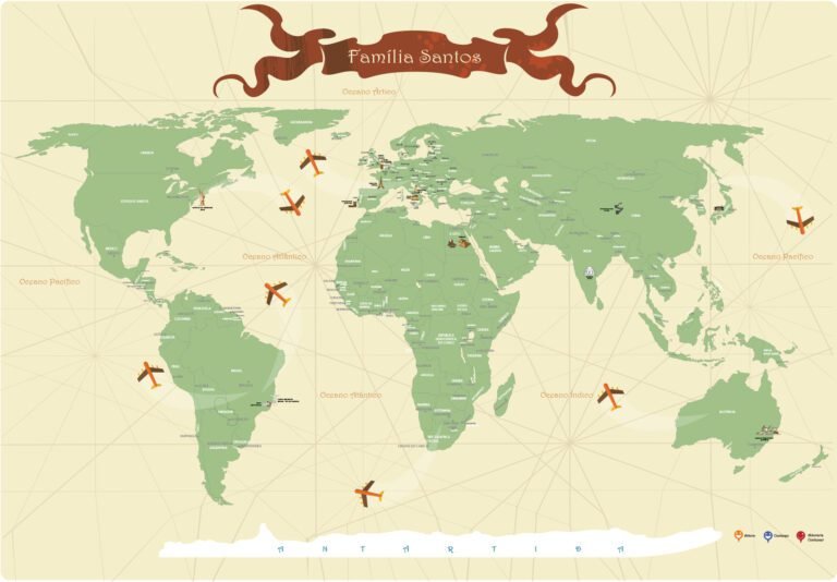 mapa mundi com destinos de viagem marcados