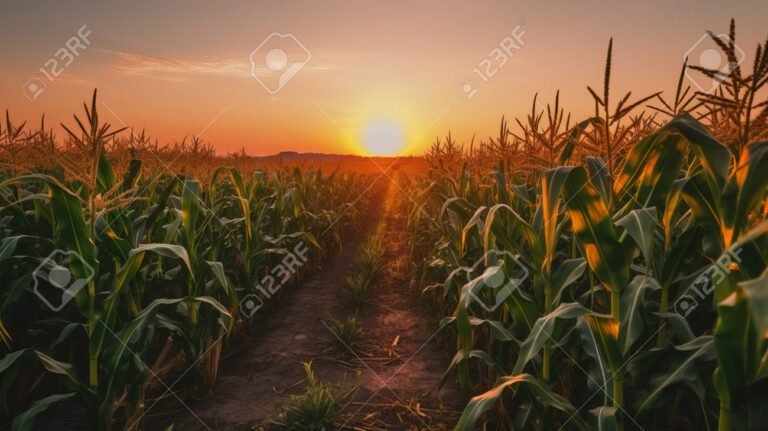 milho e elementos da natureza ao fundo