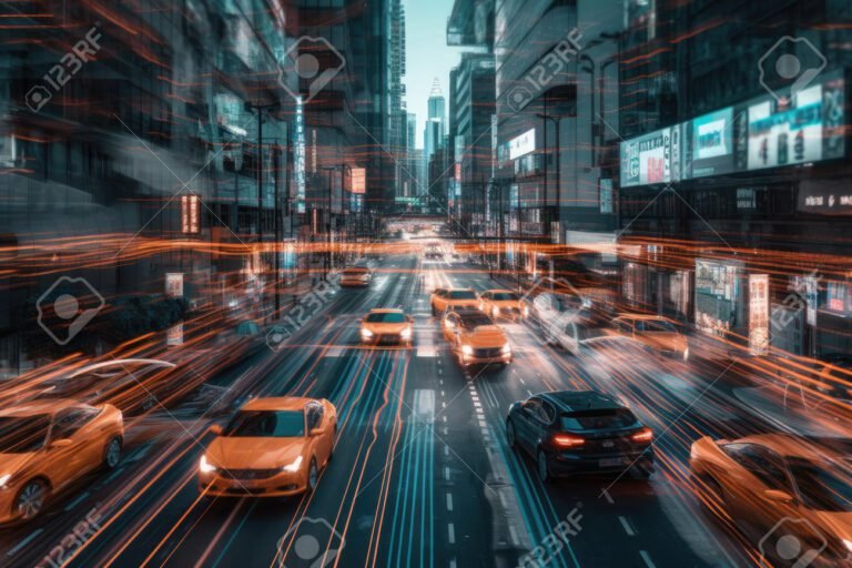 onibus urbanos em movimento na cidade