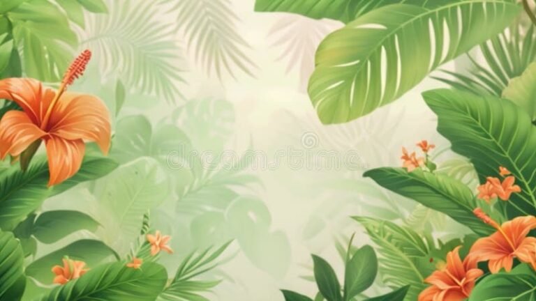 paisagem tropical com folhas verdes vibrantes