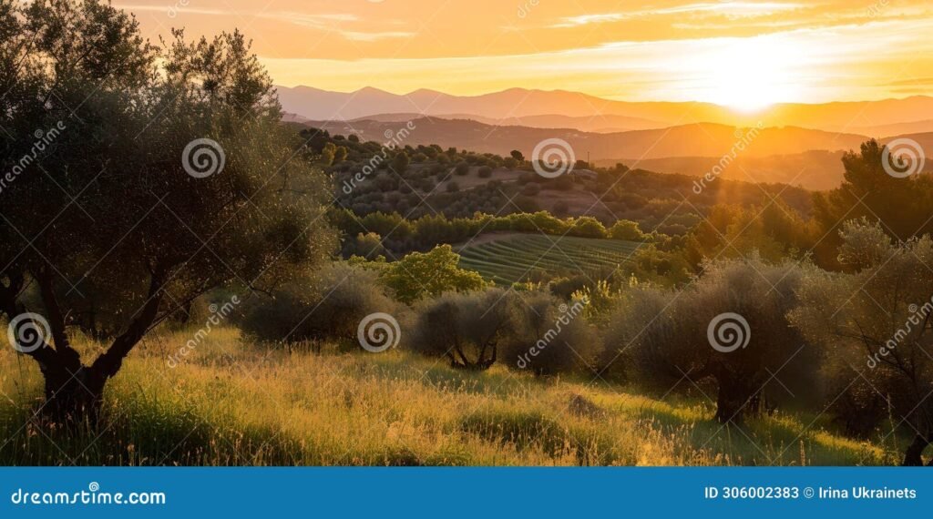 sol nascente sobre uma paisagem serena