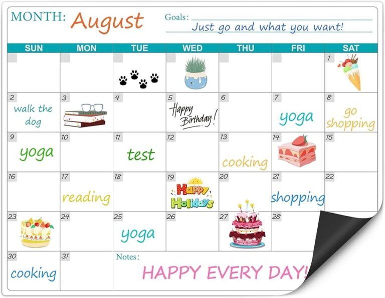 um calendario com marcadores coloridos