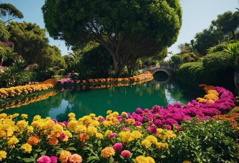 um caminho rodeado por arvores frondosas