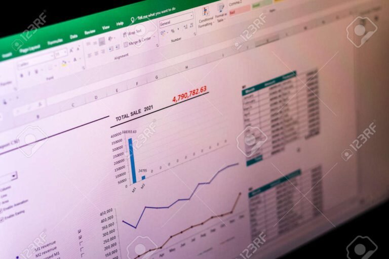 um computador com graficos de vendas