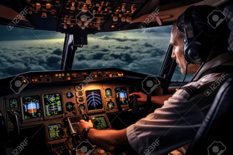 um piloto em acao no cockpit