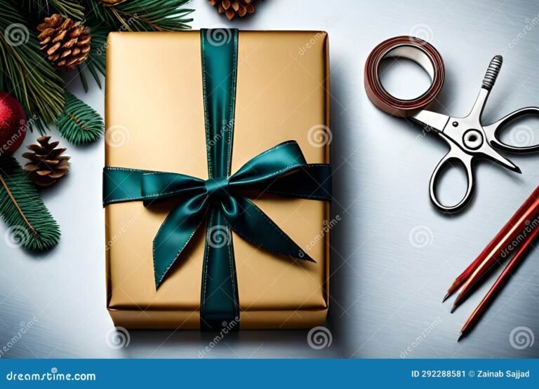 Como Montar o Kit Presente Perfeito para Funcionários 29 um presente cuidadosamente embrulhado em uma mesa