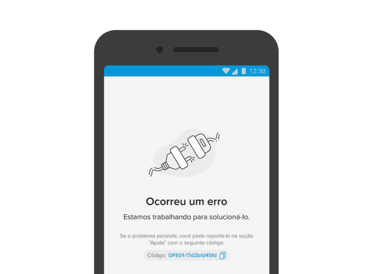 um smartphone mostrando uma notificacao de erro