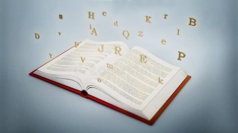 uma letra flutuando sobre um livro aberto